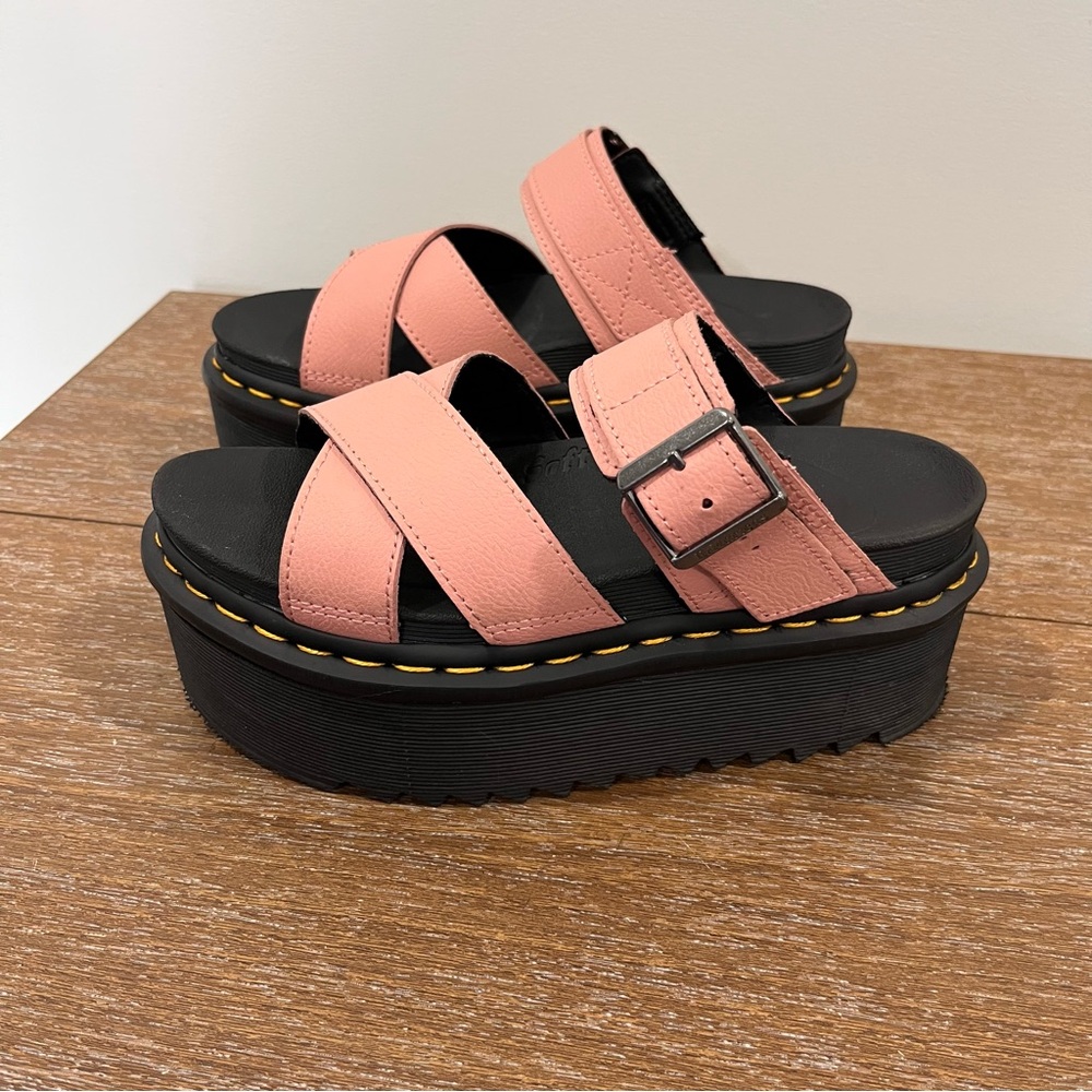 Dr. Martens Pink Platform Sandals with Black Sole Sz 5